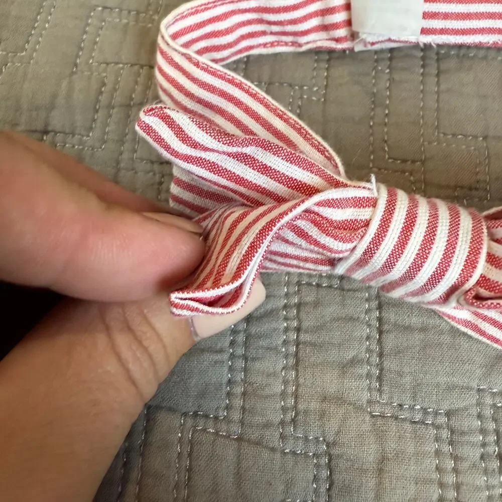2 Red White Stripe Seersucker Ties Neck Bow Tie Brothers Set Lot Rugged Butts